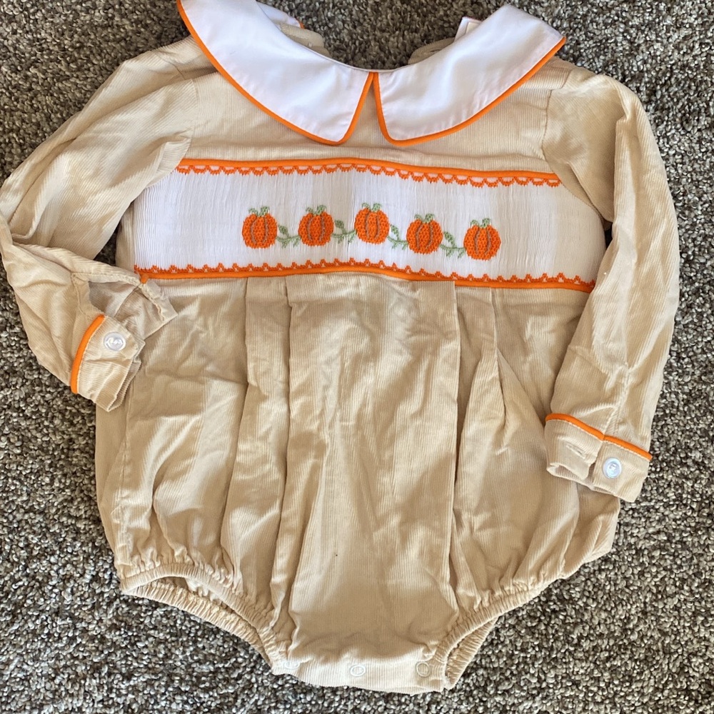 Pumpkin Smocked Boys Bubble